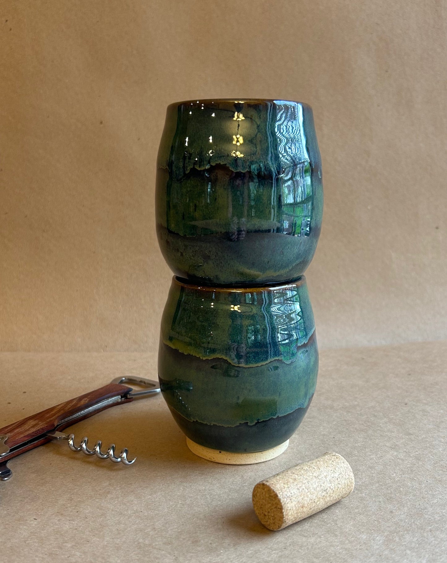 Barrel Shaped Ceramic Drinking Glass