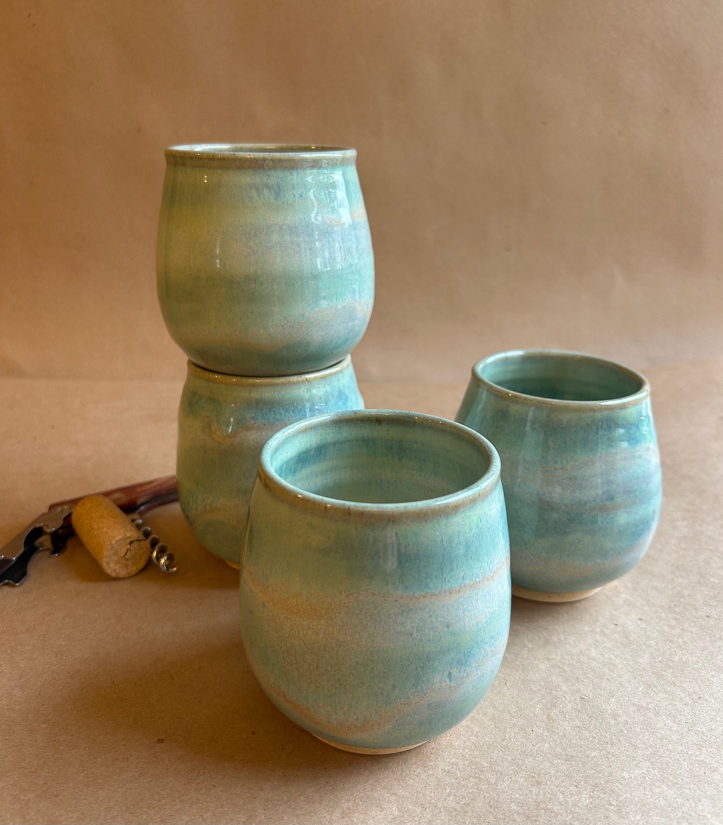 Barrel Shaped Ceramic Drinking Glass